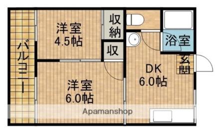 静岡県浜松市中央区三島町(賃貸アパート2DK・2階・30.36㎡)の写真 その2