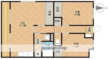 静岡県浜松市中央区上西町(賃貸マンション2LDK・5階・60.48㎡)の写真 その2