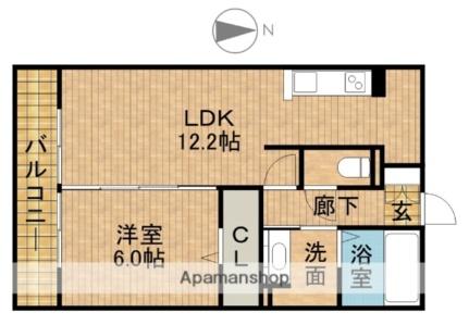 静岡県浜松市中央区野口町(賃貸アパート1LDK・1階・44.65㎡)の写真 その2