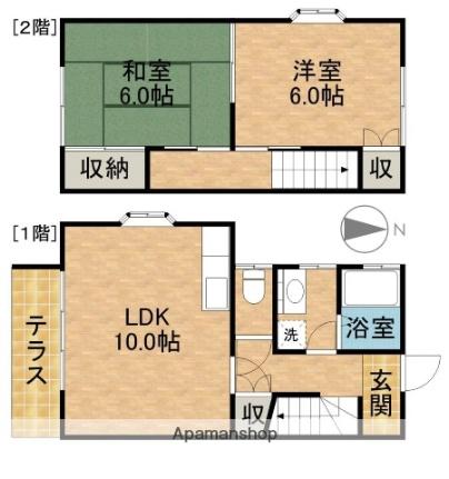 静岡県浜松市中央区篠原町(賃貸テラスハウス2LDK・1階・56.30㎡)の写真 その2