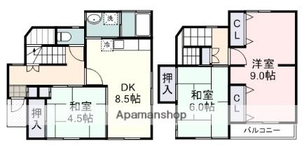 平和2（冨谷）戸建 1｜静岡県静岡市葵区平和２丁目(賃貸一戸建3DK・2階・75.97㎡)の写真 その2