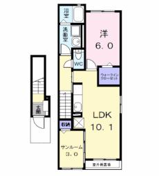 セラヴィ 2階1LDKの間取り