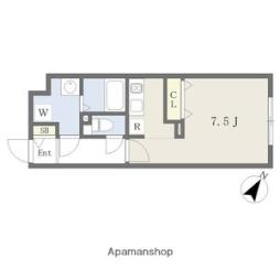 名古屋市営東山線 上社駅 徒歩8分の賃貸マンション 4階1Kの間取り