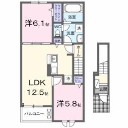 ジョリ　ファミーユ　II 2階2LDKの間取り