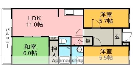 愛知県小牧市大字東田中(賃貸マンション3LDK・4階・67.43㎡)の写真 その2