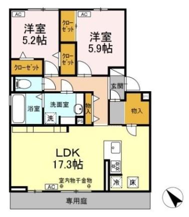 邸宅ａｚｍａ 102｜三重県四日市市松原町(賃貸アパート2LDK・1階・72.12㎡)の写真 その2