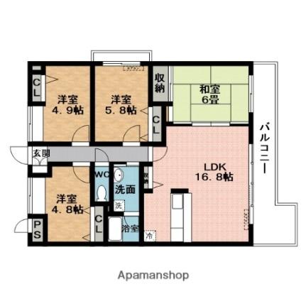 キャッスル桜ヶ丘 ｜三重県名張市桜ケ丘(賃貸マンション4LDK・4階・77.00㎡)の写真 その2