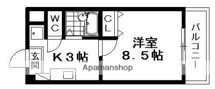 ＡＰＥＸ　ＦＬＡＴ 206｜滋賀県草津市西渋川１丁目(賃貸マンション1K・2階・26.40㎡)の写真 その2