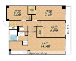 JR東海道・山陽本線 大津駅 徒歩8分の賃貸マンション 3階3LDKの間取り