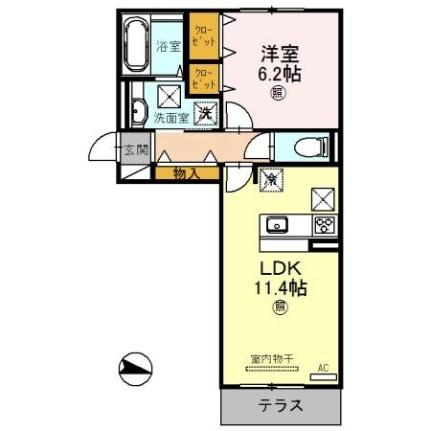 滋賀県大津市富士見台(賃貸アパート1LDK・1階・45.01㎡)の写真 その2