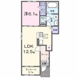 安曇川町西万木アパート 1階1LDKの間取り