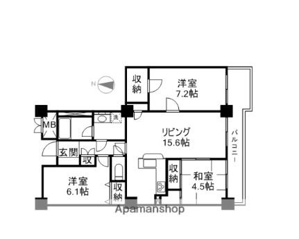 ウイングビュー 2908｜滋賀県栗東市綣２丁目(賃貸マンション3LDK・29階・75.29㎡)の写真 その2