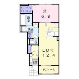 フィオーレI 1階1LDKの間取り