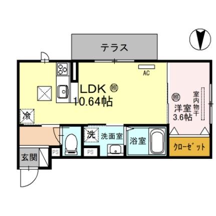 カトル・セゾン 103｜滋賀県大津市栄町(賃貸アパート1LDK・1階・34.57㎡)の写真 その2