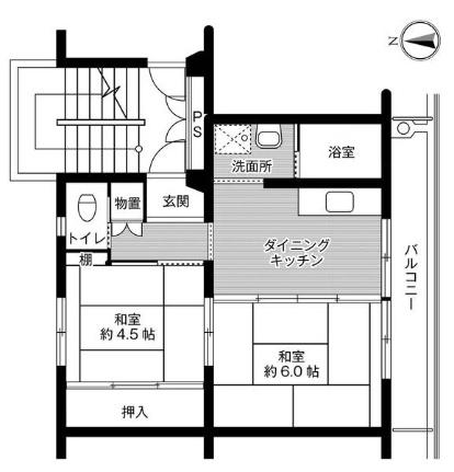 ビレッジハウス稲枝2号棟 0301｜滋賀県彦根市肥田町(賃貸マンション2DK・3階・39.83㎡)の写真 その2