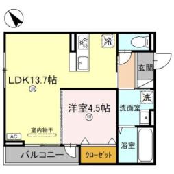 JR東海道・山陽本線 栗東駅 徒歩9分の賃貸アパート 3階1LDKの間取り