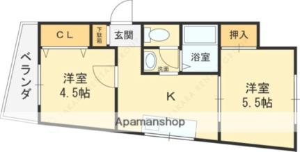 大阪府枚方市須山町(賃貸マンション2K・3階・35.70㎡)の写真 その2