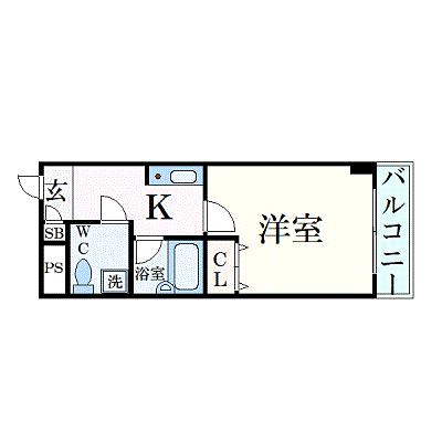 大阪府高槻市高槻町(賃貸マンション1K・5階・21.67㎡)の写真 その2