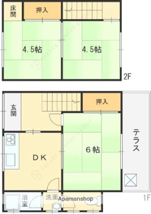 東五百住町2丁目テラス西 1｜大阪府高槻市東五百住町２丁目(賃貸テラスハウス3K・1階・45.00㎡)の写真 その2