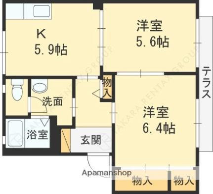 大阪府堺市中区深井中町(賃貸アパート2K・1階・43.00㎡)の写真 その2