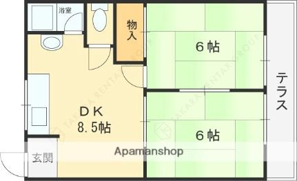 良野マンション 206｜大阪府枚方市船橋本町２丁目(賃貸マンション2DK・2階・34.00㎡)の写真 その2