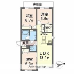 京阪本線 樟葉駅 徒歩17分の賃貸アパート 1階3LDKの間取り