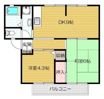 ウインディアはむろ 202号室｜大阪府高槻市上土室１丁目(賃貸アパート2DK・2階・45.59㎡)の写真 その2