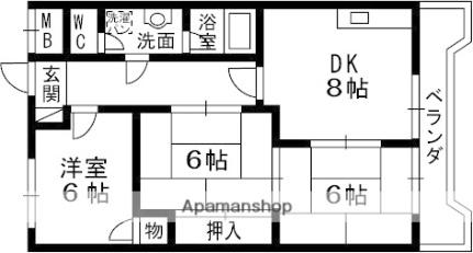 大阪府高槻市松川町(賃貸マンション3DK・3階・60.39㎡)の写真 その2