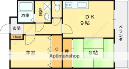 大阪府東大阪市若江西新町２丁目(賃貸アパート2DK・3階・53.01㎡)の写真 その2