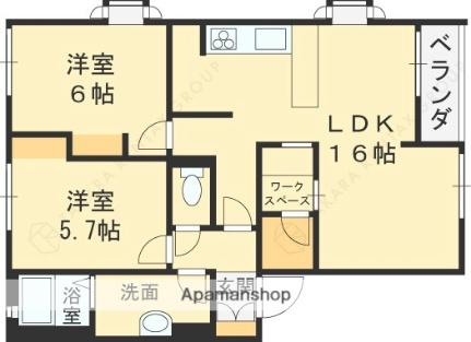 フォレストハイム誉田 A205｜大阪府羽曳野市誉田６丁目(賃貸アパート2LDK・2階・60.50㎡)の写真 その2