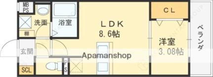 ＡＩＬＥ東中浜 204 ｜ 大阪府大阪市城東区東中浜８丁目（賃貸マンション1LDK・1階・28.68㎡） その2