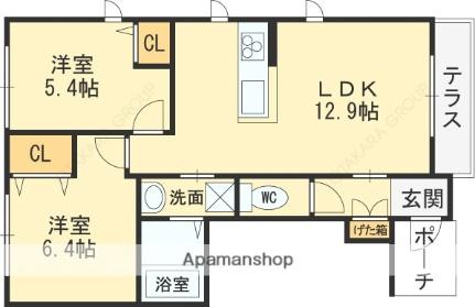 シャルマン・ファミーユ 103｜大阪府東大阪市衣摺２丁目(賃貸アパート2LDK・1階・53.15㎡)の写真 その2