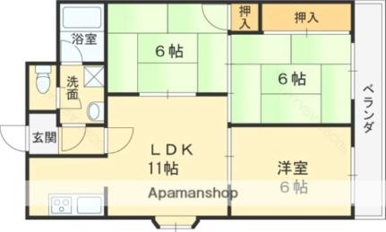 大阪府東大阪市新池島町２丁目(賃貸マンション3LDK・4階・55.00㎡)の写真 その2