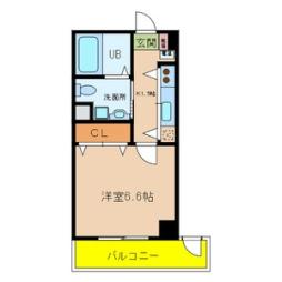 近鉄大阪線 俊徳道駅 徒歩1分の賃貸マンション 6階1Kの間取り