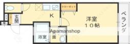 フジパレス弥刀III番館 3階1Kの間取り