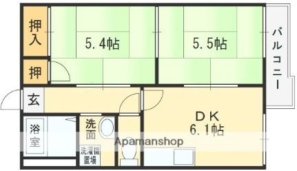 サンハイツ森田 ｜大阪府八尾市緑ヶ丘４丁目(賃貸アパート2DK・2階・40.30㎡)の写真 その2