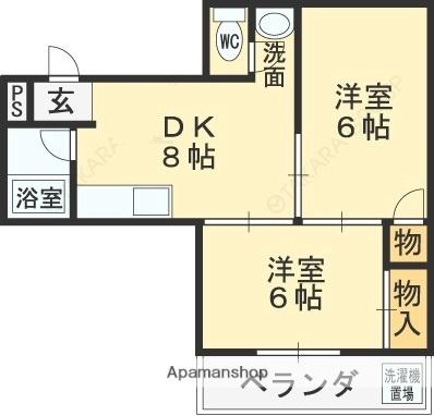 大阪府松原市阿保１丁目(賃貸マンション2DK・2階・42.65㎡)の写真 その2