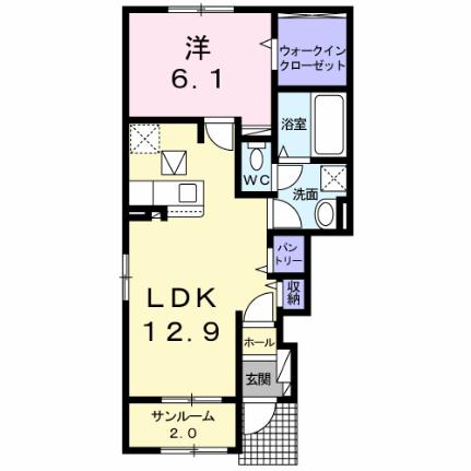 カーサ　フォンターナ 101 ｜ 大阪府羽曳野市高鷲８丁目（賃貸アパート1LDK・1階・50.49㎡） その2