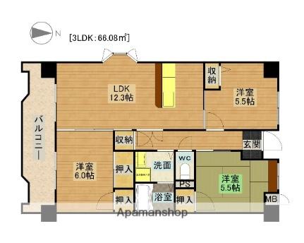 ヴェルドミール桃山台 106｜大阪府豊中市上新田３丁目(賃貸マンション3LDK・1階・66.08㎡)の写真 その2