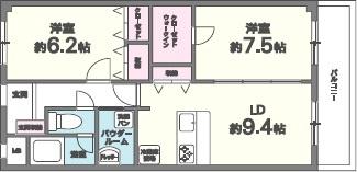 ベルナードサーモス 302｜大阪府岸和田市西之内町(賃貸マンション2LDK・3階・61.00㎡)の写真 その2