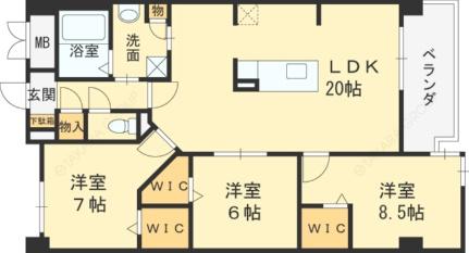 イーグル山手 506｜兵庫県尼崎市上ノ島町３丁目(賃貸マンション3LDK・5階・92.77㎡)の写真 その2