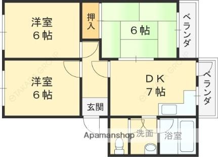 大阪府東大阪市旭町(賃貸マンション3DK・2階・53.00㎡)の写真 その2