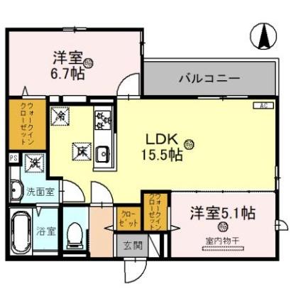 Ｍ＆Ｒ　ＡｉＫｉ 102｜兵庫県尼崎市西立花町２丁目(賃貸アパート2LDK・1階・60.94㎡)の写真 その2