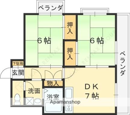 エトワール甲子園 201｜兵庫県西宮市甲子園口３丁目(賃貸マンション2DK・2階・47.25㎡)の写真 その2