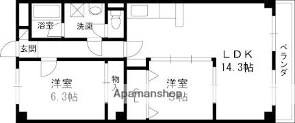 グロリオーサ甲東 102｜兵庫県西宮市下大市東町(賃貸マンション2LDK・1階・66.00㎡)の写真 その2