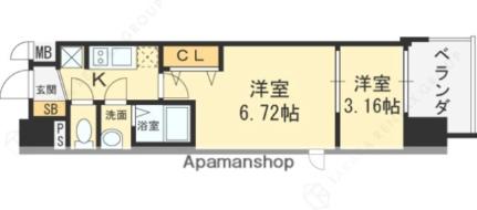 大阪府東大阪市横枕西(賃貸マンション2K・7階・27.61㎡)の写真 その2