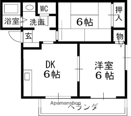 カーサレチェンテ 102｜兵庫県西宮市上ケ原九番町(賃貸アパート2DK・1階・45.25㎡)の写真 その2