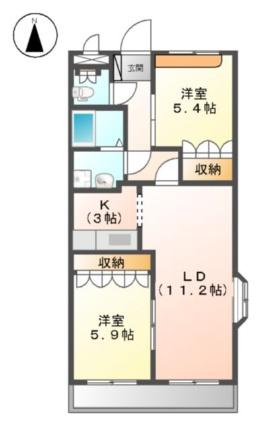 コンフォース大開 201｜兵庫県高砂市曽根町(賃貸アパート2LDK・2階・58.32㎡)の写真 その2