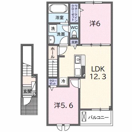 グランデフォルトーネＡ 204｜兵庫県姫路市勝原区山戸(賃貸アパート2LDK・2階・56.44㎡)の写真 その2