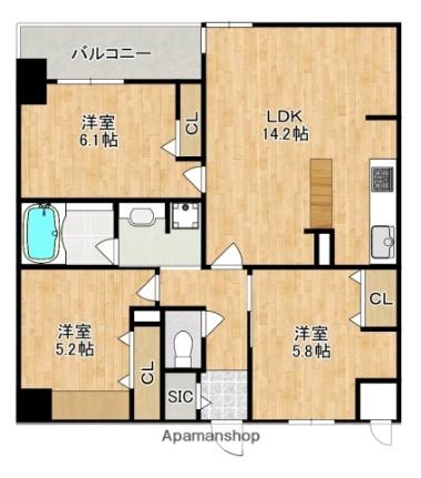 幸ｃｏｕｒｔ　ｎａｒａ　ｓａｎｊｏ  ｜ 奈良県奈良市三条大宮町（賃貸マンション3LDK・2階・70.31㎡） その2